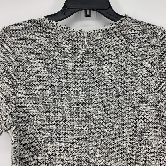 LOFT Dress Tweed Shift Short Sleeve Fringe Fray Mini - Picture 8 of 10